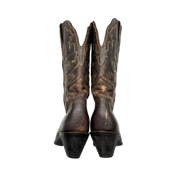 Laredo Access Distressed Brown Leather Snip Toe Western Boho Boots Women's 8.5M - Picture 5 of 13